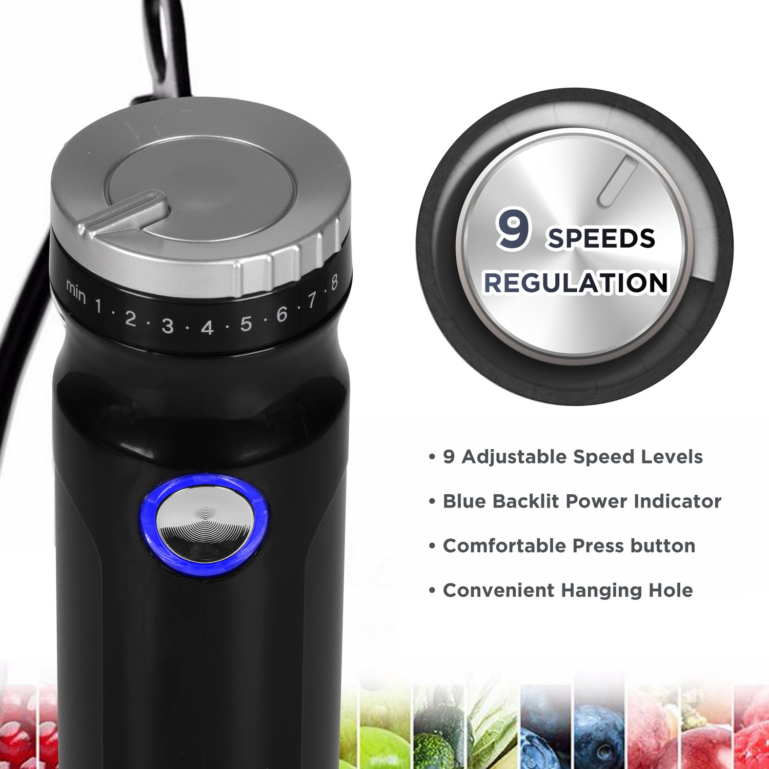 Magiccos HB109 Stick Blender Magiccos Immersion Stick Hand Blender - 9 Speeds Contorl, Slim Stick Blender Wand, 350W DC